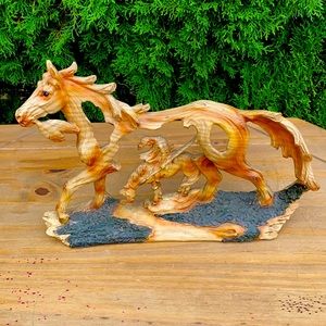 Hand Carved Wood Horse